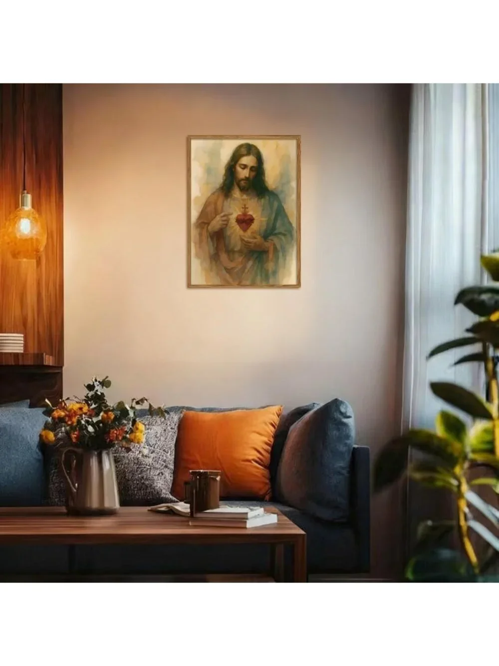 Sacred Heart of Jesus Wall Art - Christian Canvas Print for Home Decor 12x16